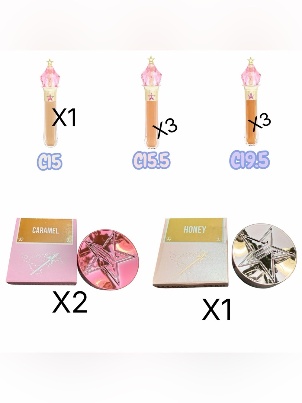 Jeffree Star Cosmetics 10 Piece Makeup Bundle Concealer + Magic Star Setting Pow